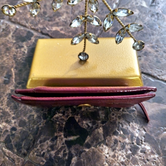 Yves Saint Laurent San Lorenzo Burgundy Patent Leather small  Bifold Wallet - Picture 9 of 11